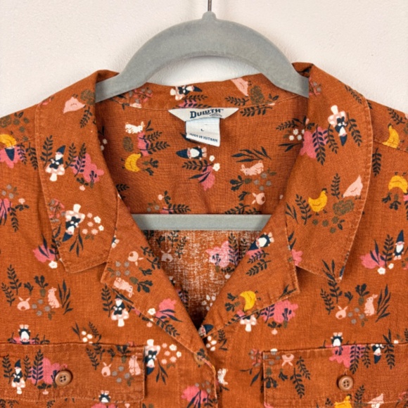 Duluth Trading Artisan Hemp Untucked Garden Gnome Camp Shirt - Size Large - Picture 2 of 6